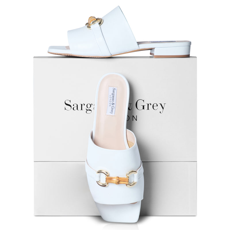 Miley - Extra Wide Width Sliders - White Leather