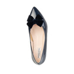 Laura Wide Width Ballet Flats With Bow - Navy Patent