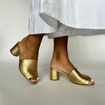 Fiona Extra Wide Width Mules  - Gold Leather