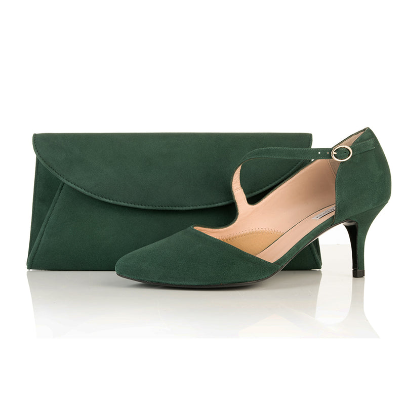 Penelope Extra-Wide Width Shoes - Green Suede