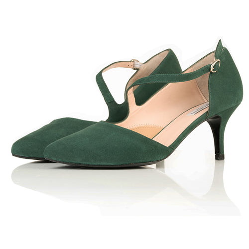 Penelope Extra-Wide Width Shoes - Green Suede