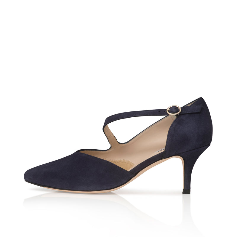 Phillie Wide Width Shoes - Navy Suede