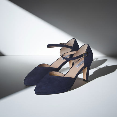 Puckle Extra Wide Width Heels - Navy Suede