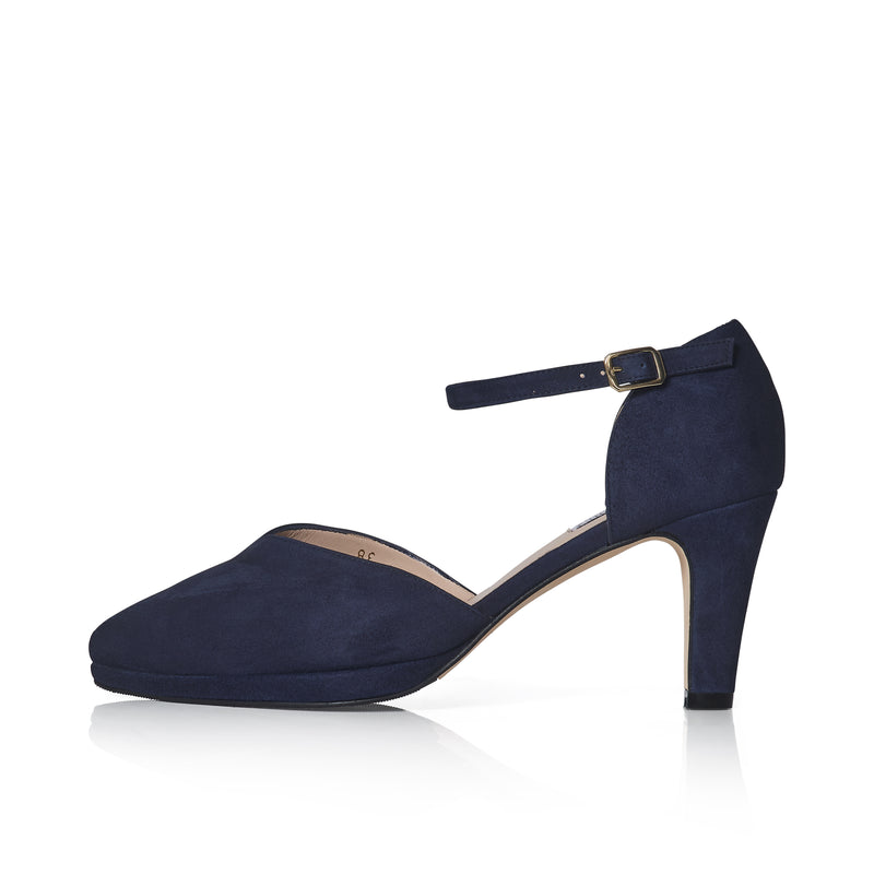Puckle Extra Wide Width Heels - Navy Suede