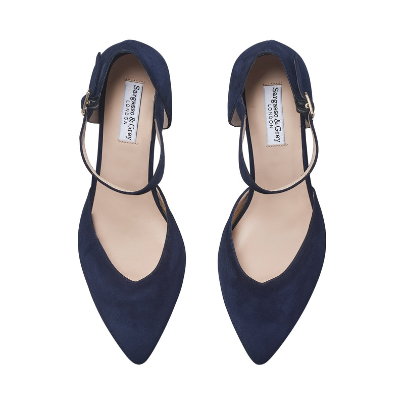 Puckle Extra Wide Width Heels - Navy Suede