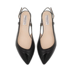 Sadie Extra Wide Width Slingback Flats - Black Leather & Patent