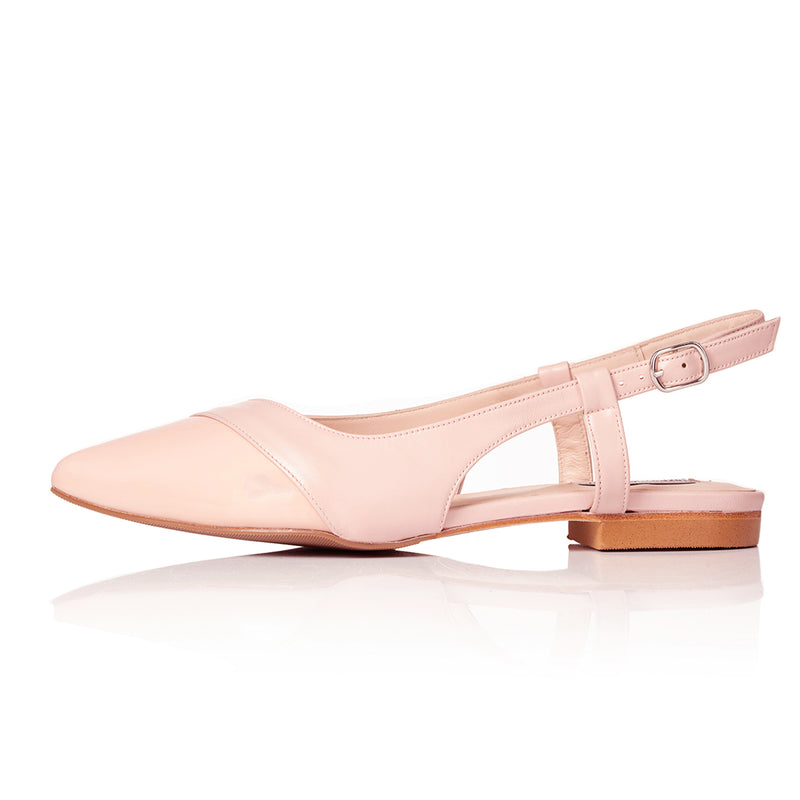 Sadie Wide Width Slingback Flats - Pink Leather & Patent