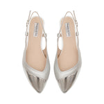 Sadie Wide Width Slingback Flats - Silver Leather & Patent