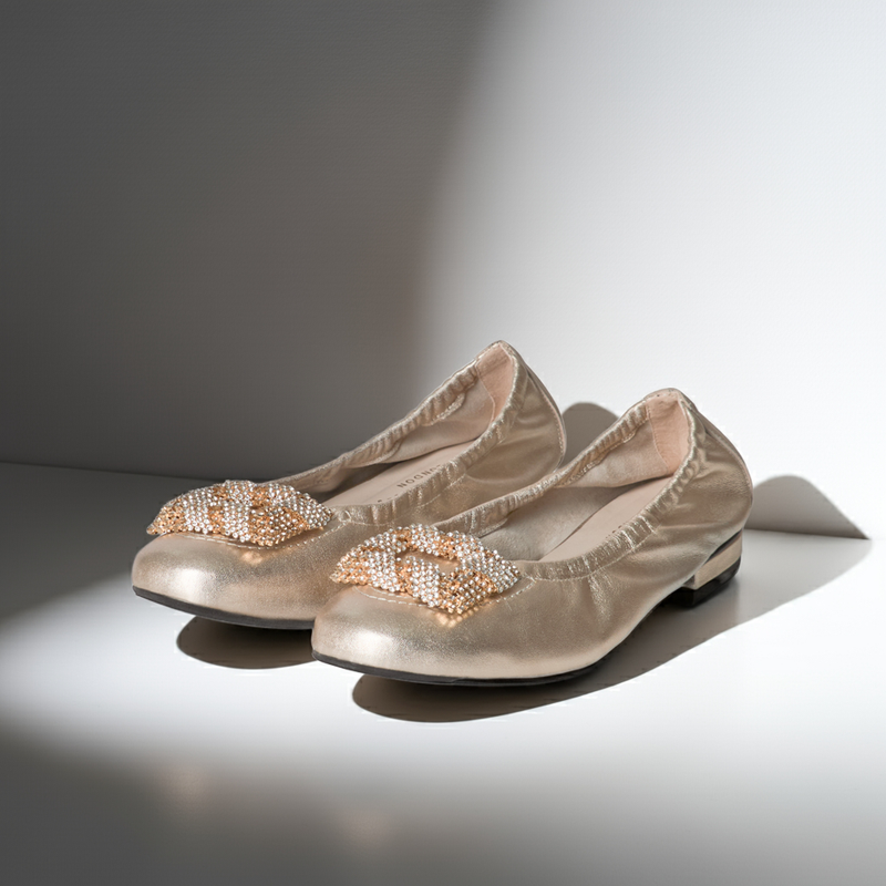 Saffron Wide Width Ballet Flats - Gold Stretch Leather