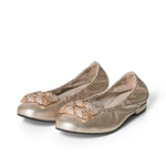 Wide Width Stretch Ballet Flats - Gold Leather