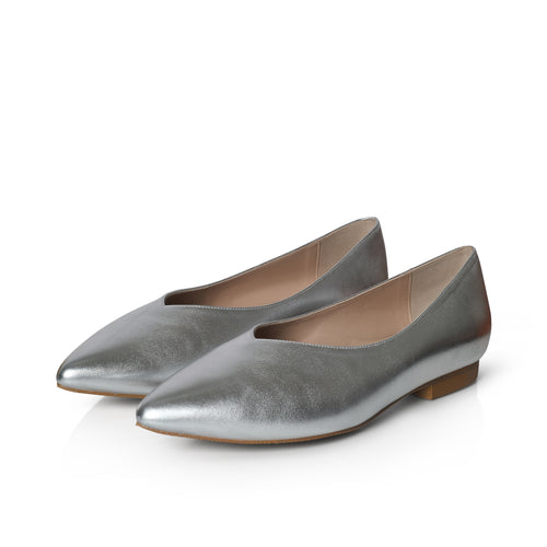 Siobhan Extra Wide Width Flats - Silver Leather