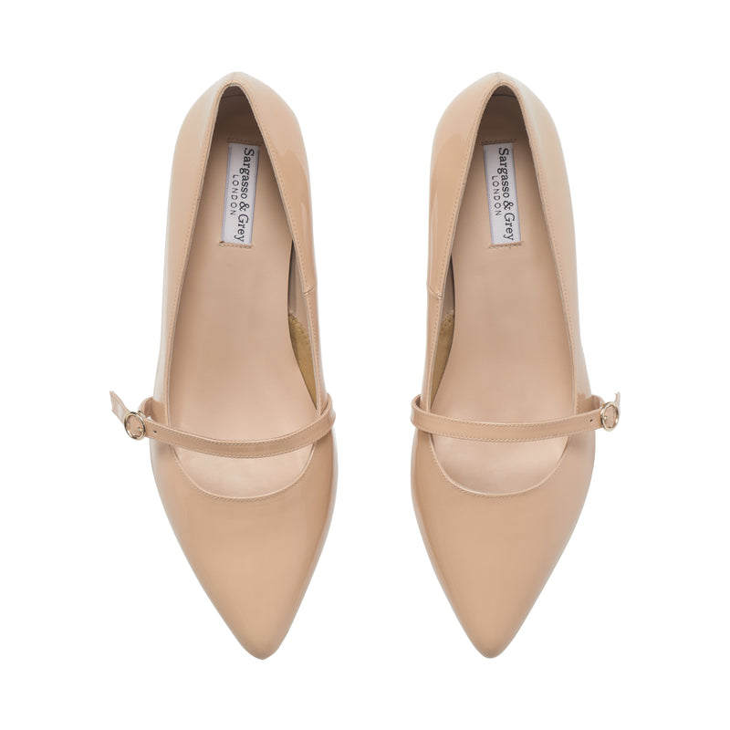Stevie Extra Wide Pumps - Nude Patent Leather