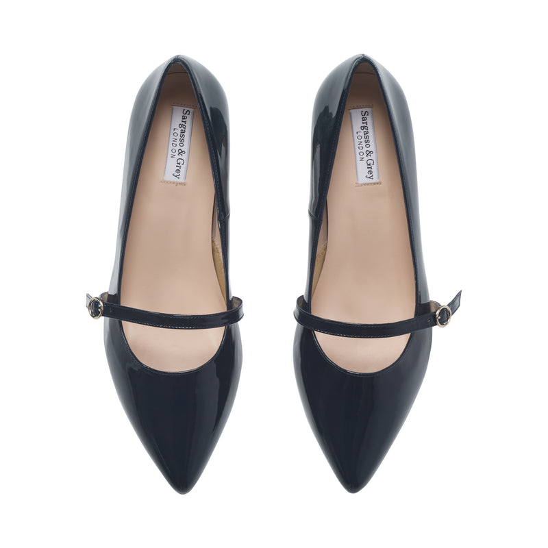 Stevie Extra Wide Pumps - Navy Patent Leather