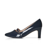 Stevie Extra Wide Pumps - Navy Patent Leather