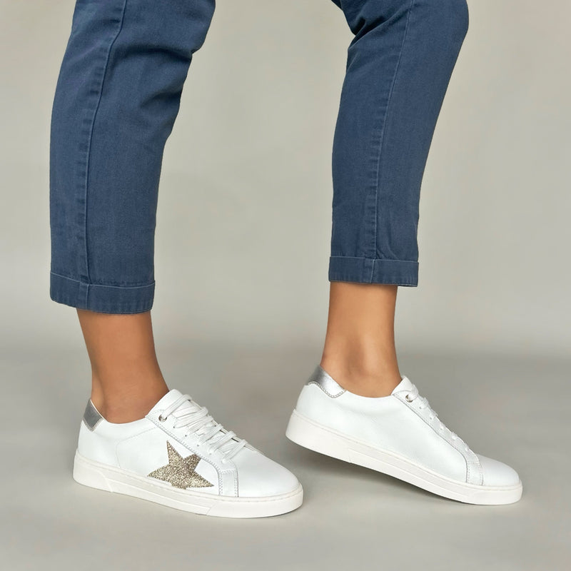 Superstella Wide Width Sneakers - Gold & Silver