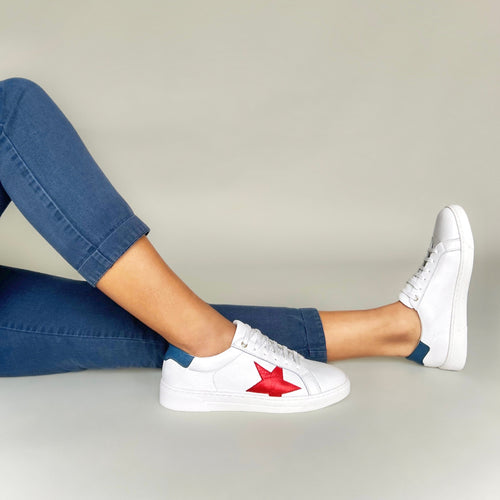 Superstella Wide Width Sneakers - Navy & Red