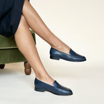 Sylvie Wide Width Loafers  - Navy Leather