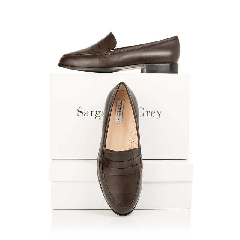 Sylvie Wide Width Loafers  - Brown Leather