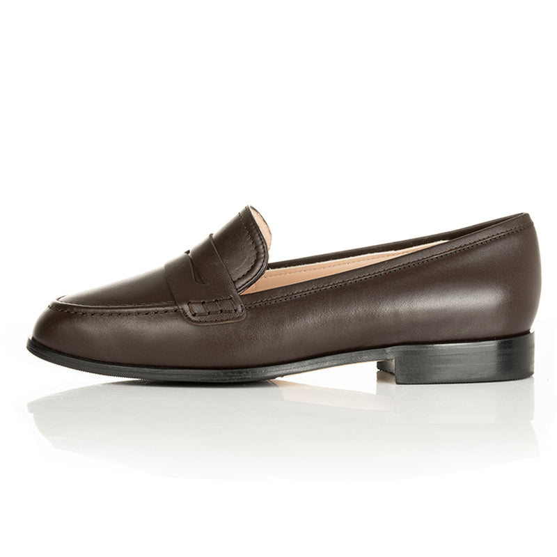 Sylvie Wide Width Loafers  - Brown Leather