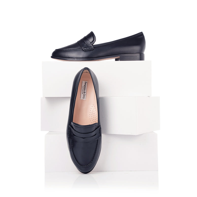 Sylvie Wide Width Loafers  - Black Leather