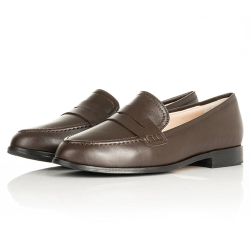 Sylvie Wide Width Loafers  - Brown Leather