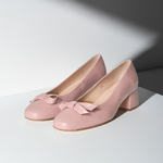 Tamsin Extra Wide Width Block Heel Pumps - Pink Leather
