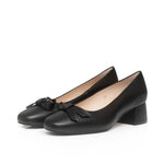 Tamsin Extra Wide Width Block Heel Pumps - Black Leather