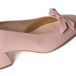 Tamsin Extra Wide Width Block Heel Pumps - Pink Leather