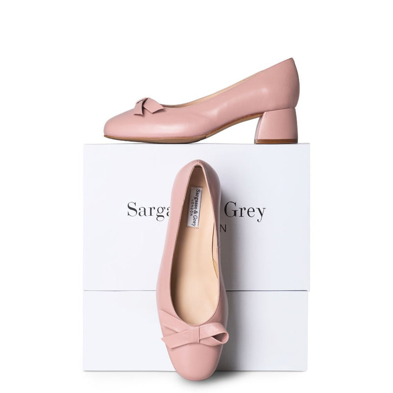 Tamsin Extra Wide Width Block Heel Pumps - Pink Leather
