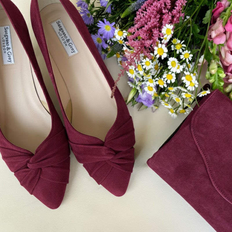 Tandi Extra Wide Width Kitten Heels - Burgundy Suede