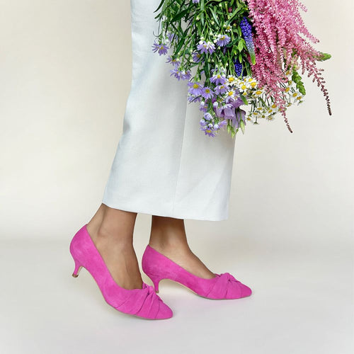 Tandi Extra Wide Width Kitten Heels - Hot Pink Suede