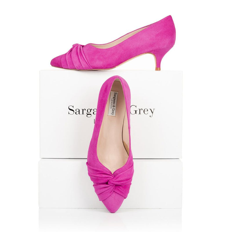 Tandi Extra Wide Width Kitten Heels - Hot Pink Suede