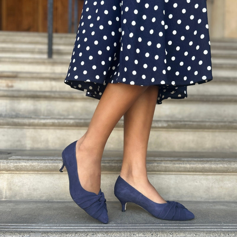 Extra-wide Width Navy blue Suede Kitten Heels – Sargasso and Grey