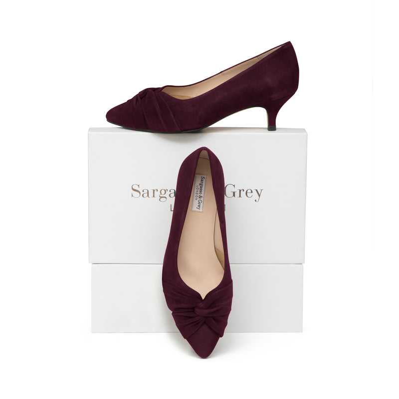 Extra-wide Width Burgundy Suede Kitten Heels – Sargasso and Grey USA Extra-wide Width Burgundy Suede Kitten Heels – Sargasso and Grey USA