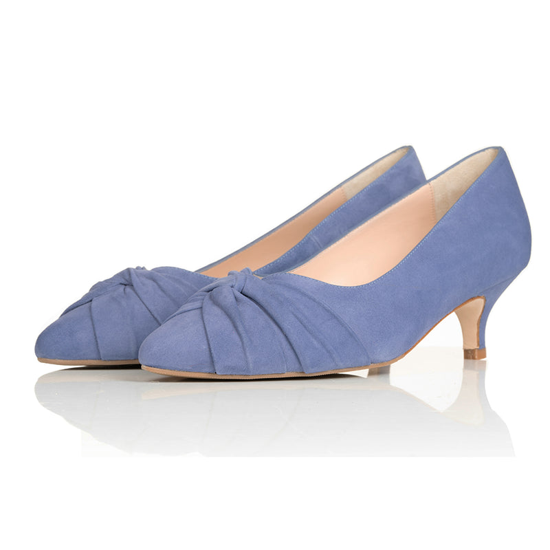 Extra-wide Width cornflower blue Suede Kitten Heels – Sargasso and Grey