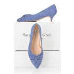 Tandi Wide Width Kitten Heels - Cornflower Blue Suede