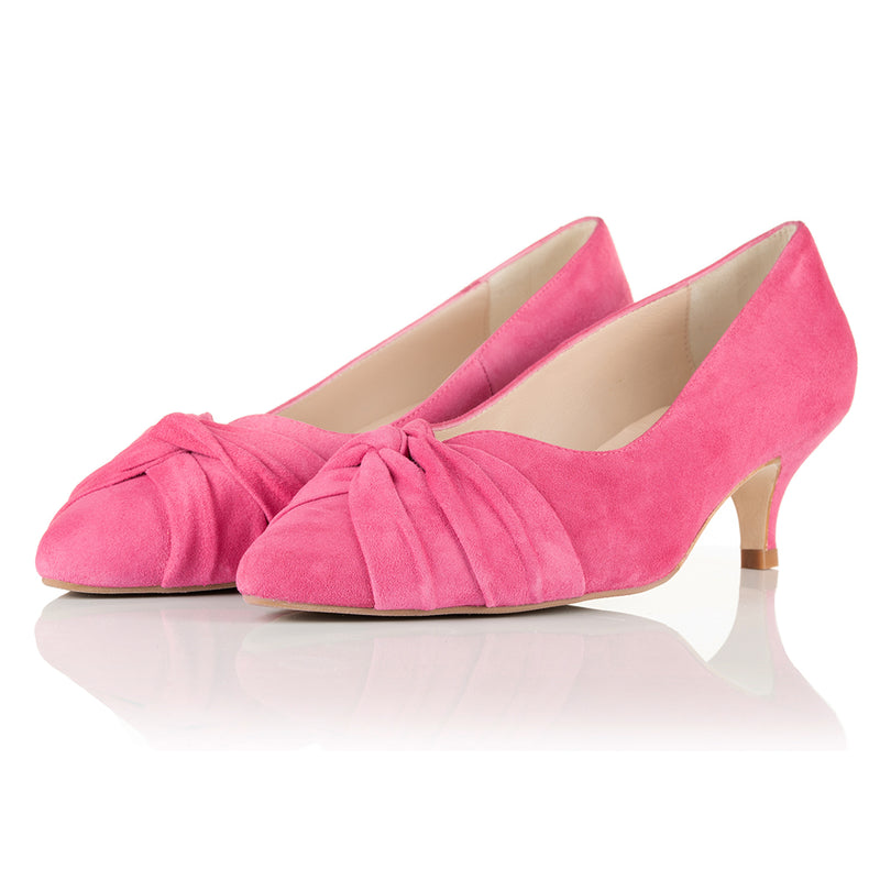 Tandi Wide Width Kitten Heels - Hot Pink Suede