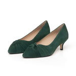 Tandi Wide Width Kitten Heels - Green Suede