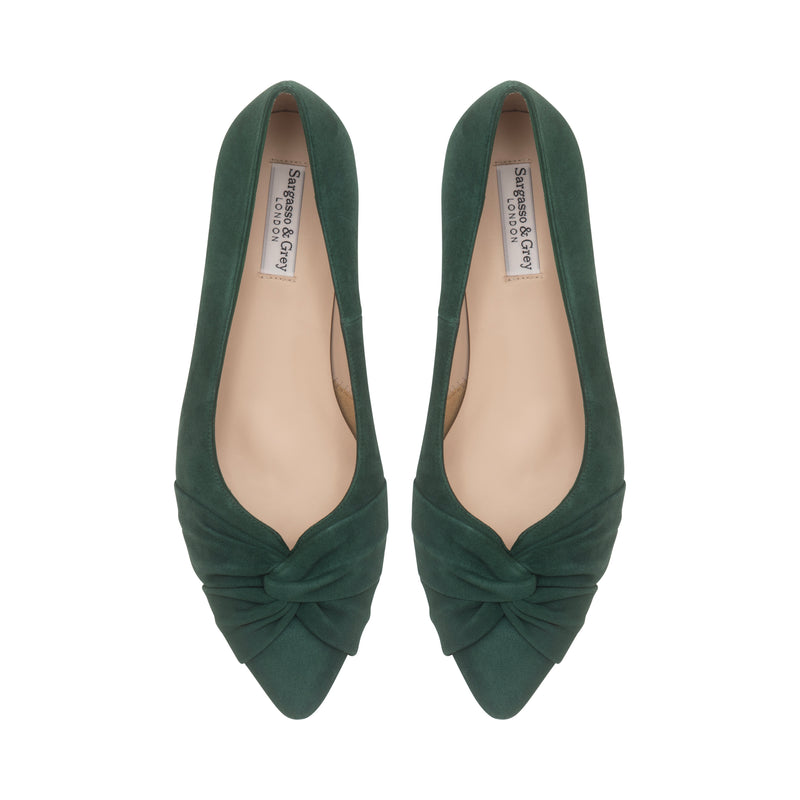 Tandi Wide Width Kitten Heels - Green Suede