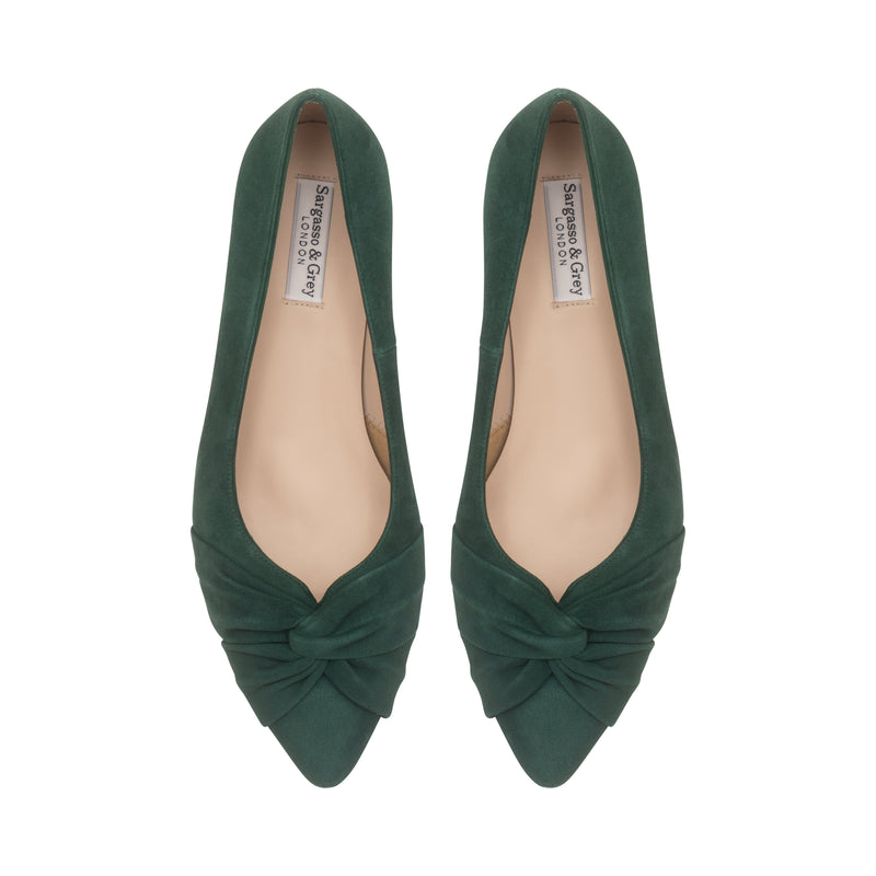 Extra-wide Width Green Suede Kitten Heels – Sargasso and Grey