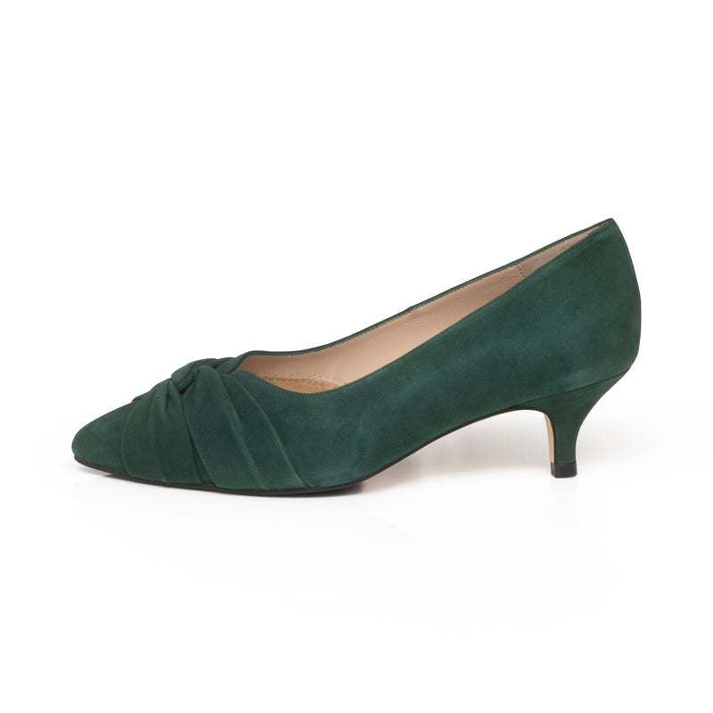 Tandi Wide Width Kitten Heels - Green Suede