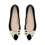 Tess Wide Width Pumps with Pearl Bow - Black Suede