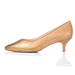 Tilda Wide Width Kitten Heels - Bronze Leather