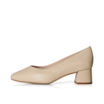 Tori Extra Wide Width Block Heel Pumps - Almond Leather