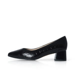 Tori Extra Wide Width Block Heel Pumps - Black Mock-Croc
