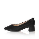 Tori Extra Wide Width Block Heel Pumps - Black Leather