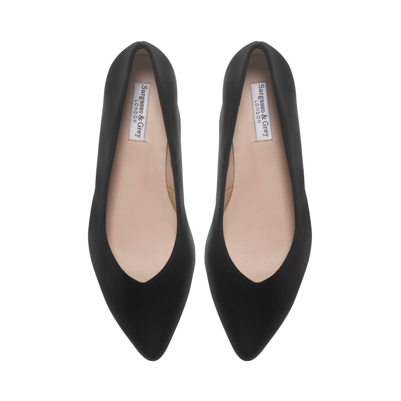 Tori Extra Wide Width Block Heel Pumps - Black Leather