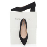 Tori Extra Wide Width Block Heel Pumps - Black Suede