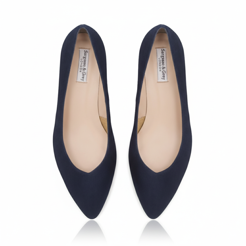 Tori Extra Wide Width Block Heel Pumps - Navy Suede