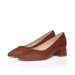 Tori Extra Wide Width Block Heel Pumps - Tan Leather